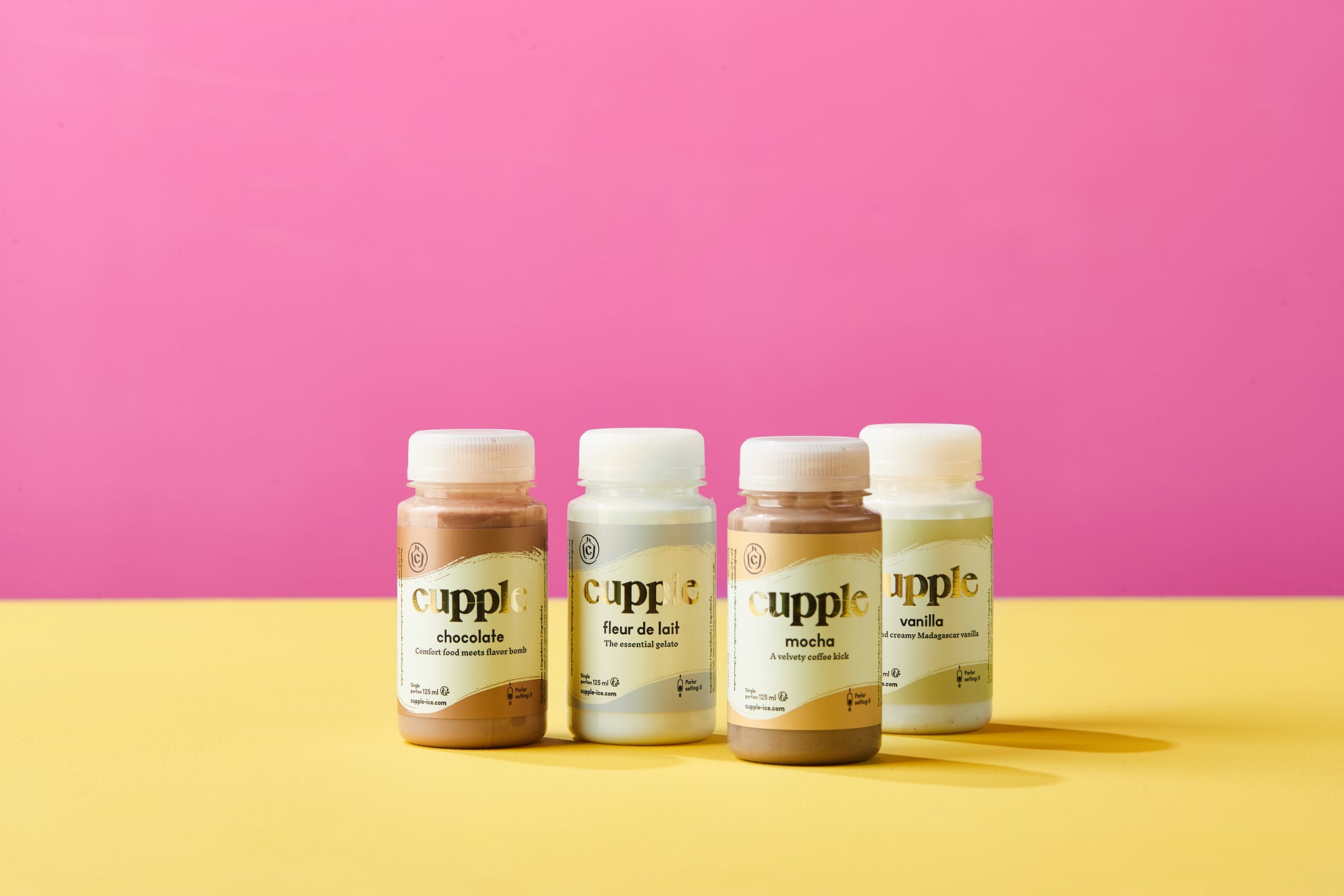 cupple chocolade vanille mokka fleur de lait flesjes